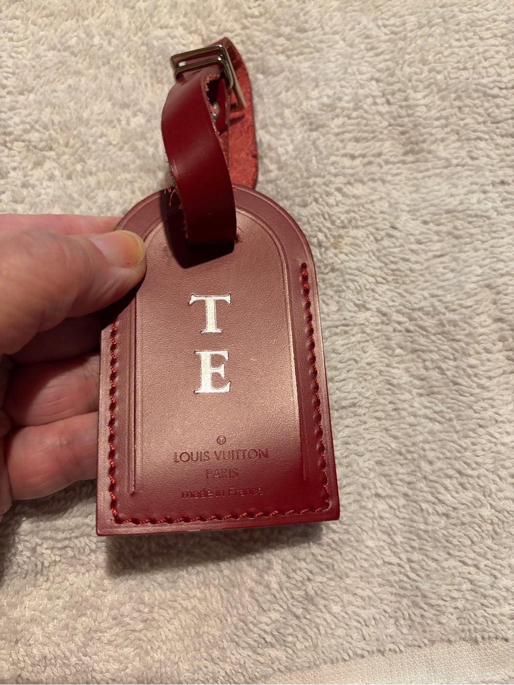 Louis Vuitton Red Leather Luggage Tag